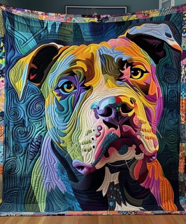 Colorful Pup Magic Quilted Blanket
