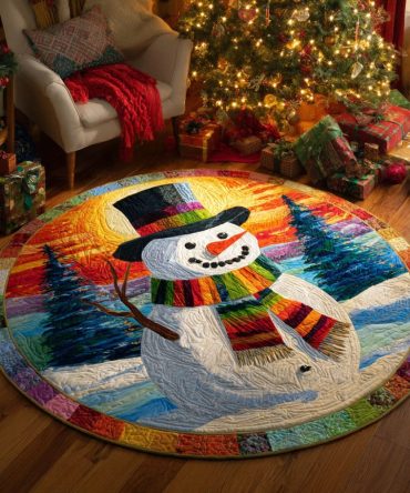 Colorful Winter Friend Quilted Round Mat