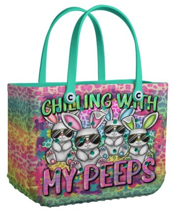 Bucket Tote Bag, Limited Edition Bogg Bag, Beach Bag Cool Bunnies