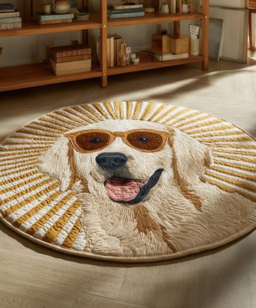 Cool Golden Retriever Quilted Round Mat