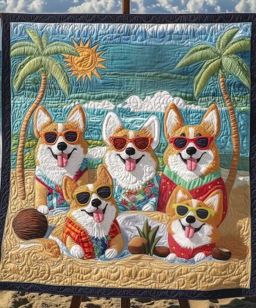 Corgi Bliss Quilted Blanket