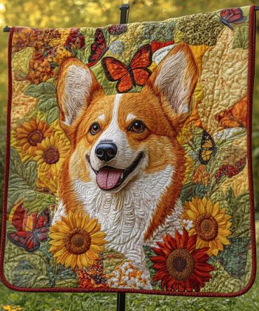 Corgi Times Quilted Blanket