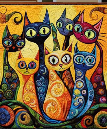 Cosmic Cat Quilted Blanket