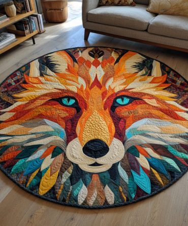 Cosmic Fox Quilted Round Mat