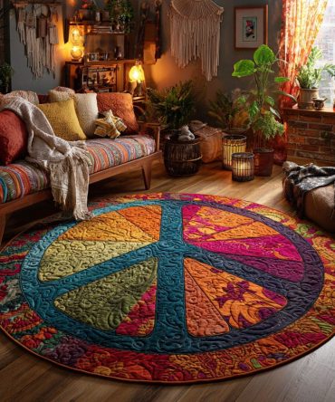 Cosmic Peace Quilted Round Mat