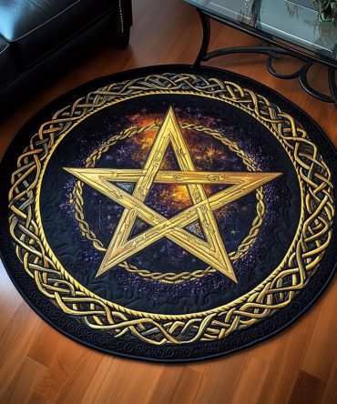 Cosmic Pentagram Quilted Round Mat