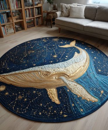 Cosmic Whale Quilted Round Mat