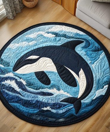 Cosmic Whale Quilted Round Mat