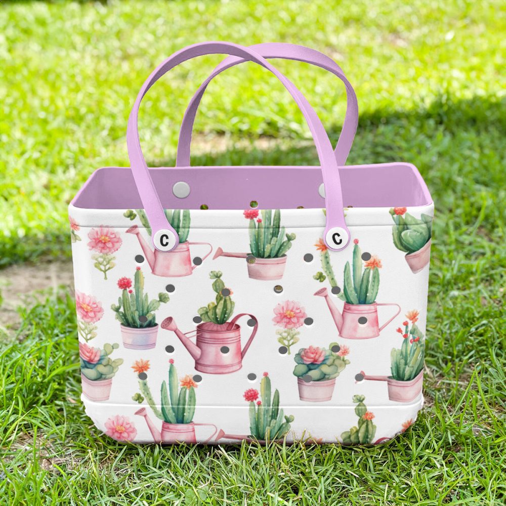 Bucket Tote Bag, Limited Edition Bogg Bag, Beach Bag Cottagecore Cacti - Image 2