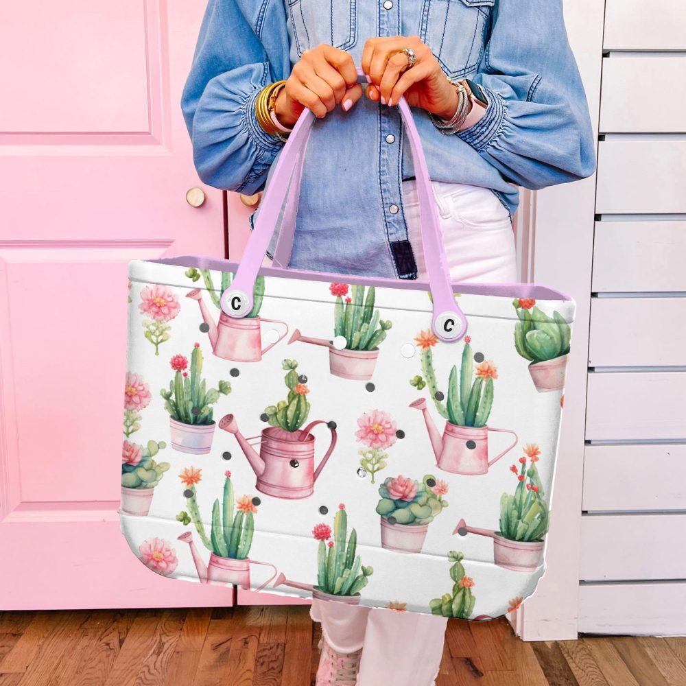 Bucket Tote Bag, Limited Edition Bogg Bag, Beach Bag Cottagecore Cacti - Image 6