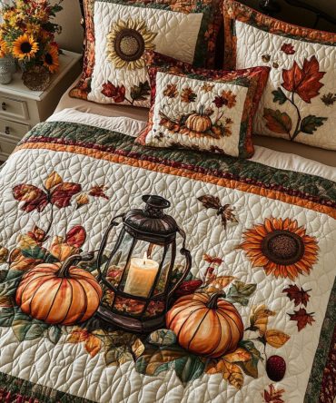 Country Pumpkin Lane 3-Piece Quilted Bedding Set