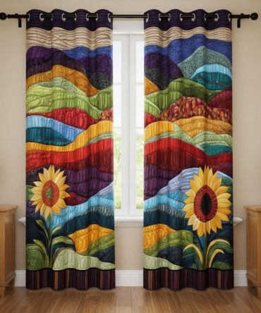 Country Sunflower Dreams Quilted Curtains