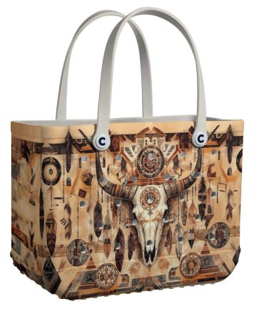 Bucket Tote Bag, Limited Edition Bogg Bag, Beach Bag Cow Skull