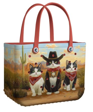 Bucket Tote Bag, Limited Edition Bogg Bag, Beach Bag Cowboy Meow