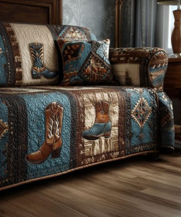 Cowboy Trails Quilted Sofa Cover
