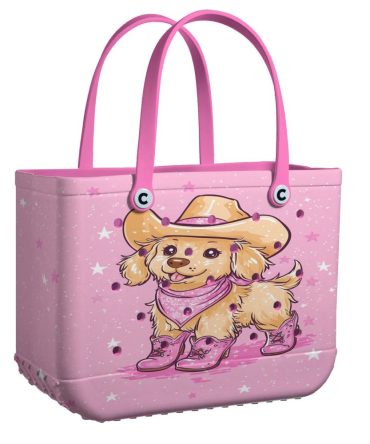 Adorable Pink Cowboy Dog Tote Bag - Perfect For Kids & Dog Lovers - Lightweight & Durable