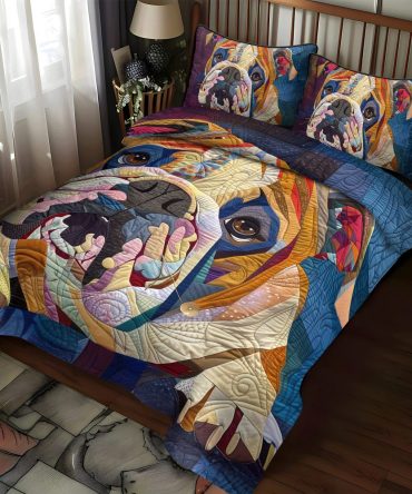 Cozy Bulldog 3-Piece Quilted Bedding Set