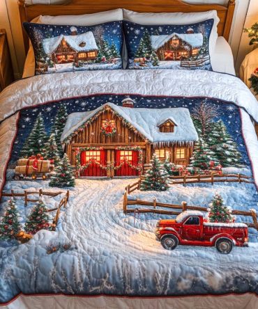 Cozy Cabin Wonderland 3-Piece Quilted Bedding Set