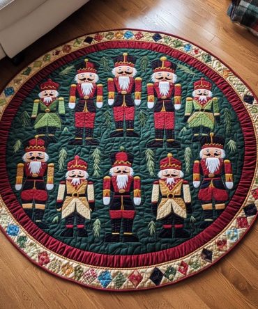 Cozy Christmas Cabin Quilted Round Mat