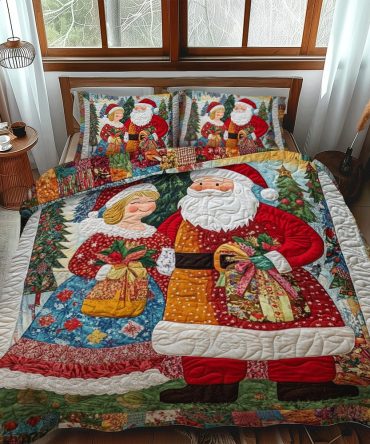 Cozy Christmas Santa 3-Piece Quilted Bedding Set