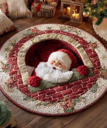 Cozy Claus Quilted Round Mat