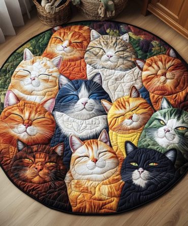 Cozy Feline Retreat Quilted Round Mat