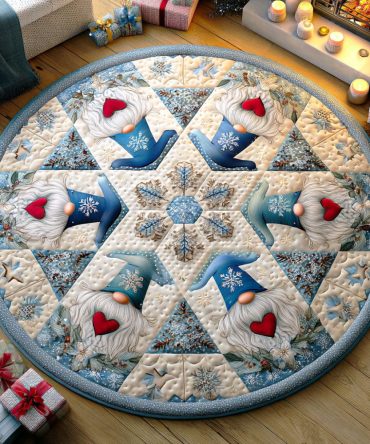 Cozy Gnome Quilted Round Mat