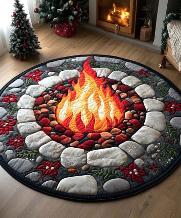 Cozy Hearth Circle Quilted Round Mat