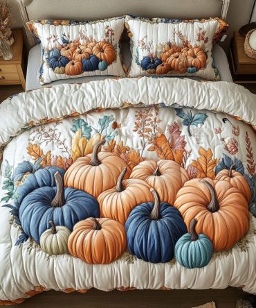 Cozy Pumpkin 3-Piece Quilted Bedding Set