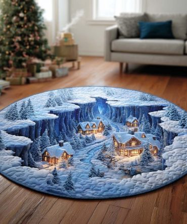 Cozy Snowfall Quilted Round Mat