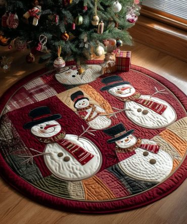 Cozy Snowfolk Quilted Round Mat