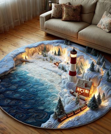 Cozy Winter Express Quilted Round Mat