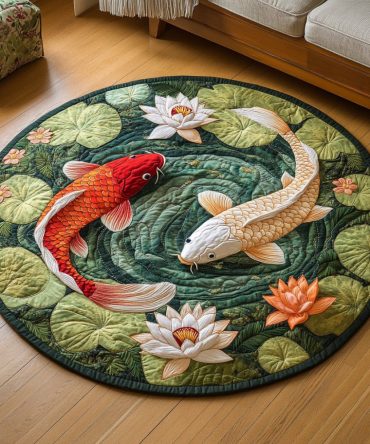Crimson Current Quilted Round Mat