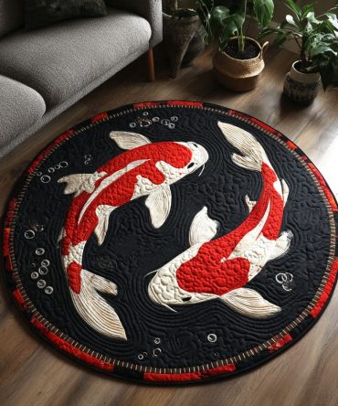 Crimson Dance Quilted Round Mat