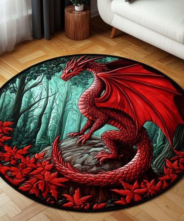 Crimson Glade Quilted Round Mat