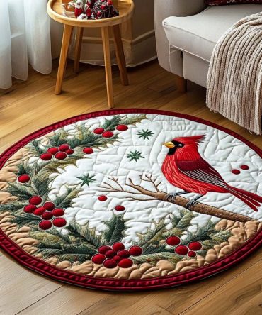 Crimson Season Quilted Round Mat