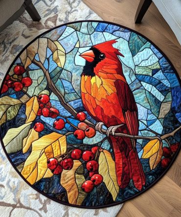 Crimson Serenade Quilted Round Mat