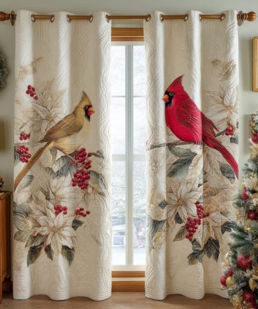 Crimson Song Quilted Curtains