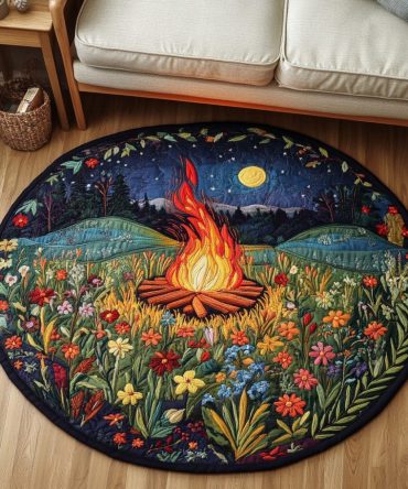 Crimson Sparks Quilted Round Mat