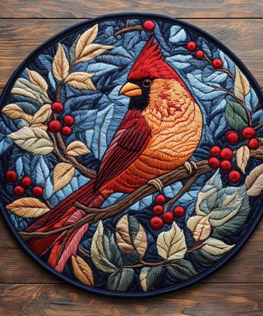 Crimson Wings Quilted Round Mat