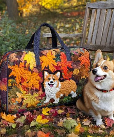 Crisp Breeze Corgi Quilted Duffle Bag