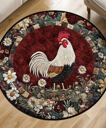 Crowing Rooster Quilted Round Mat