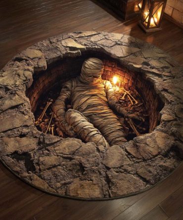 Crypt Of The Mummy Quilted Round Mat