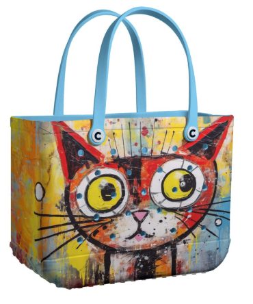 Bucket Tote Bag, Limited Edition Bogg Bag, Beach Bag Curious Whiskers