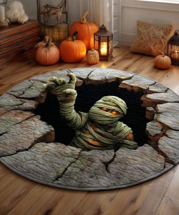 Cursed Mummy Quilted Round Mat