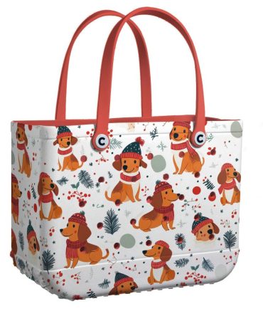 Bucket Tote Bag, Limited Edition Bogg Bag, Beach Bag Winter Woof Charm