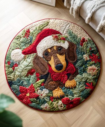 Dachshund Bells Quilted Round Mat