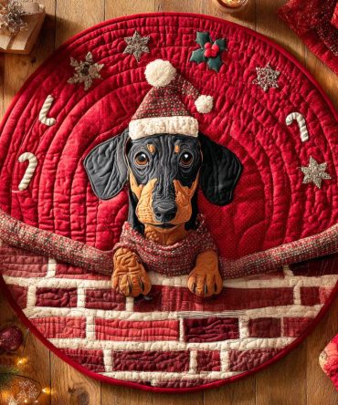 Dachshund Carol Quilted Round Mat