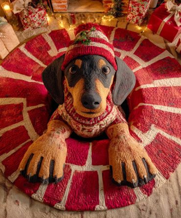 Dachshund Cheer Quilted Round Mat