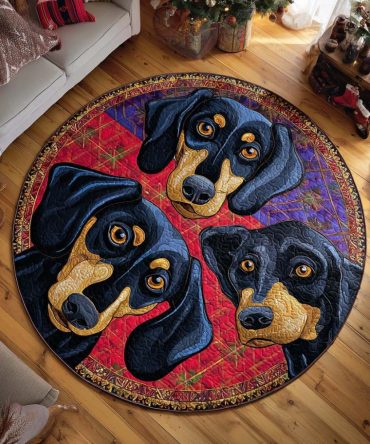 Dachshund Cozy Trio Quilted Round Mat